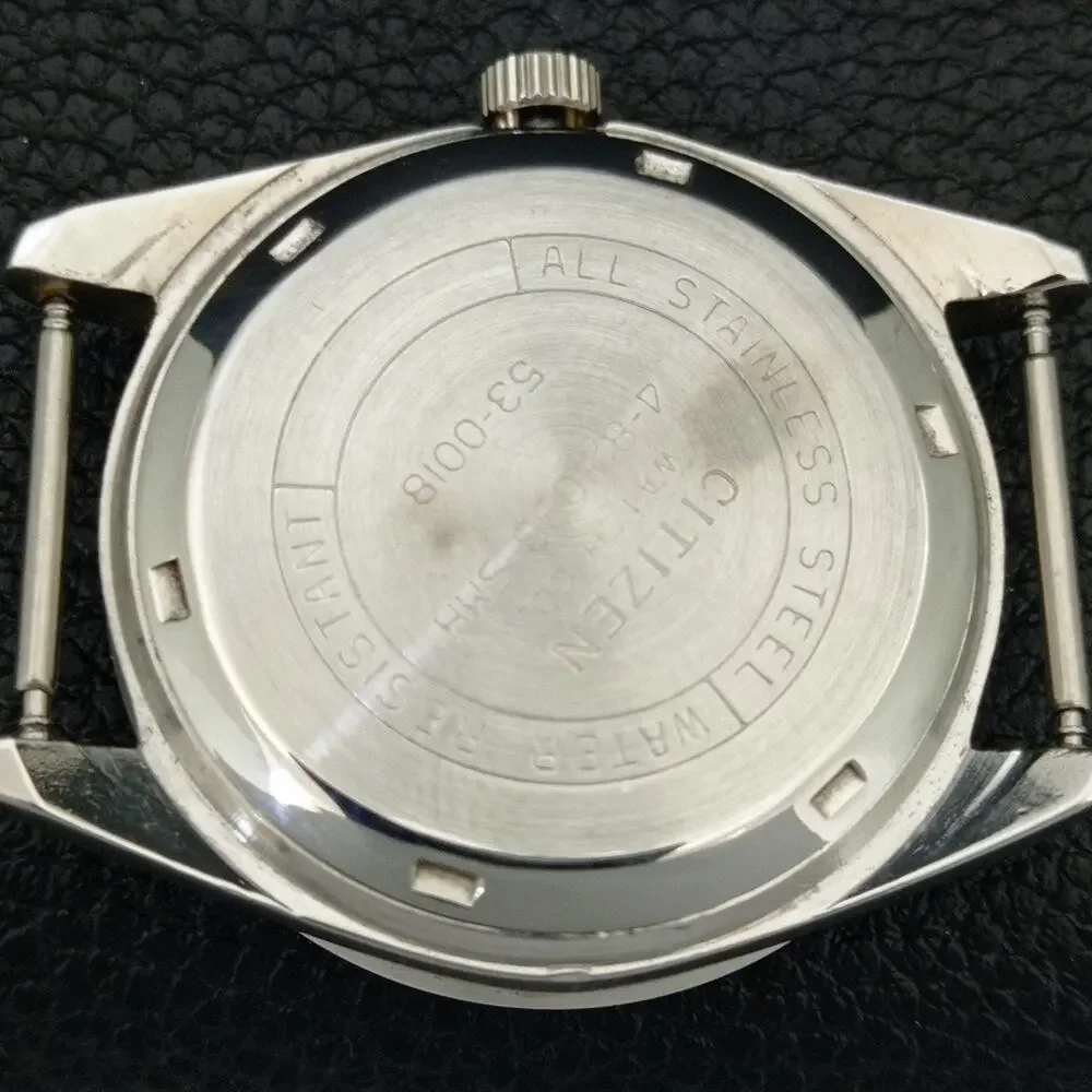 Vintage 1978 Citizen Manual Mens Silver Watch W/daydate & Orange accents